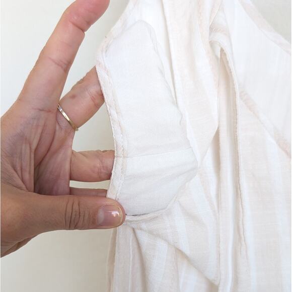 Anthropologie Cloth & Stone Beige/White Striped Tie Back Midi Dress, size L - Picture 6 of 10